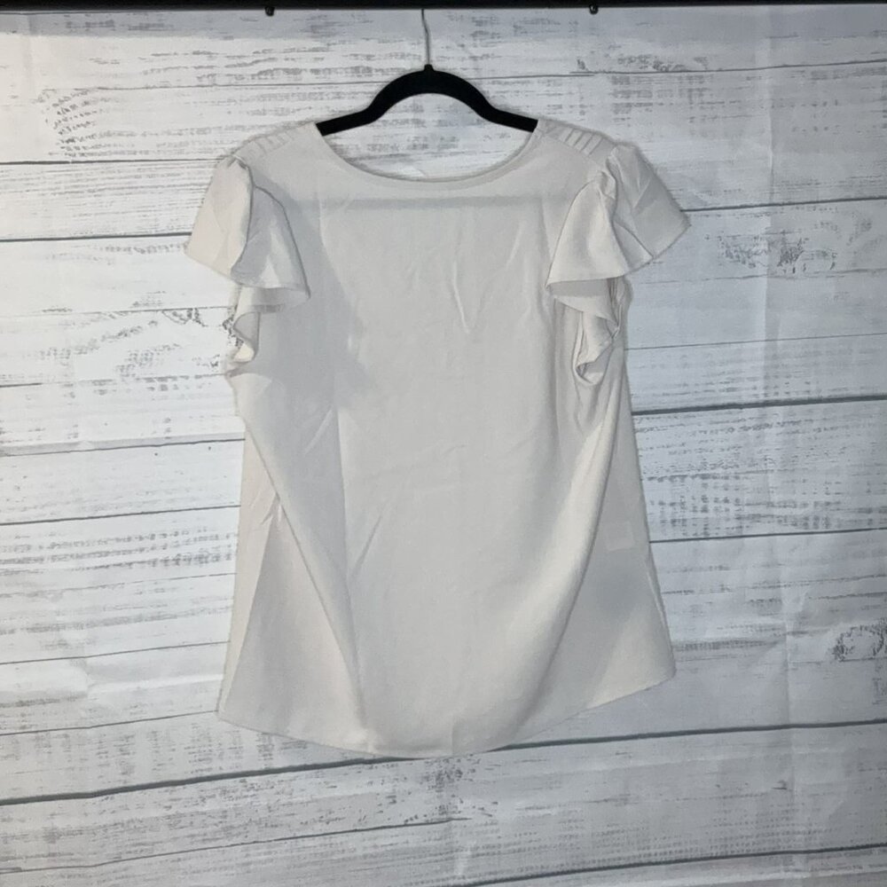 NWOT Light Beige Butterfly Sleeve V Neck Blouse - Picture 6 of 6
